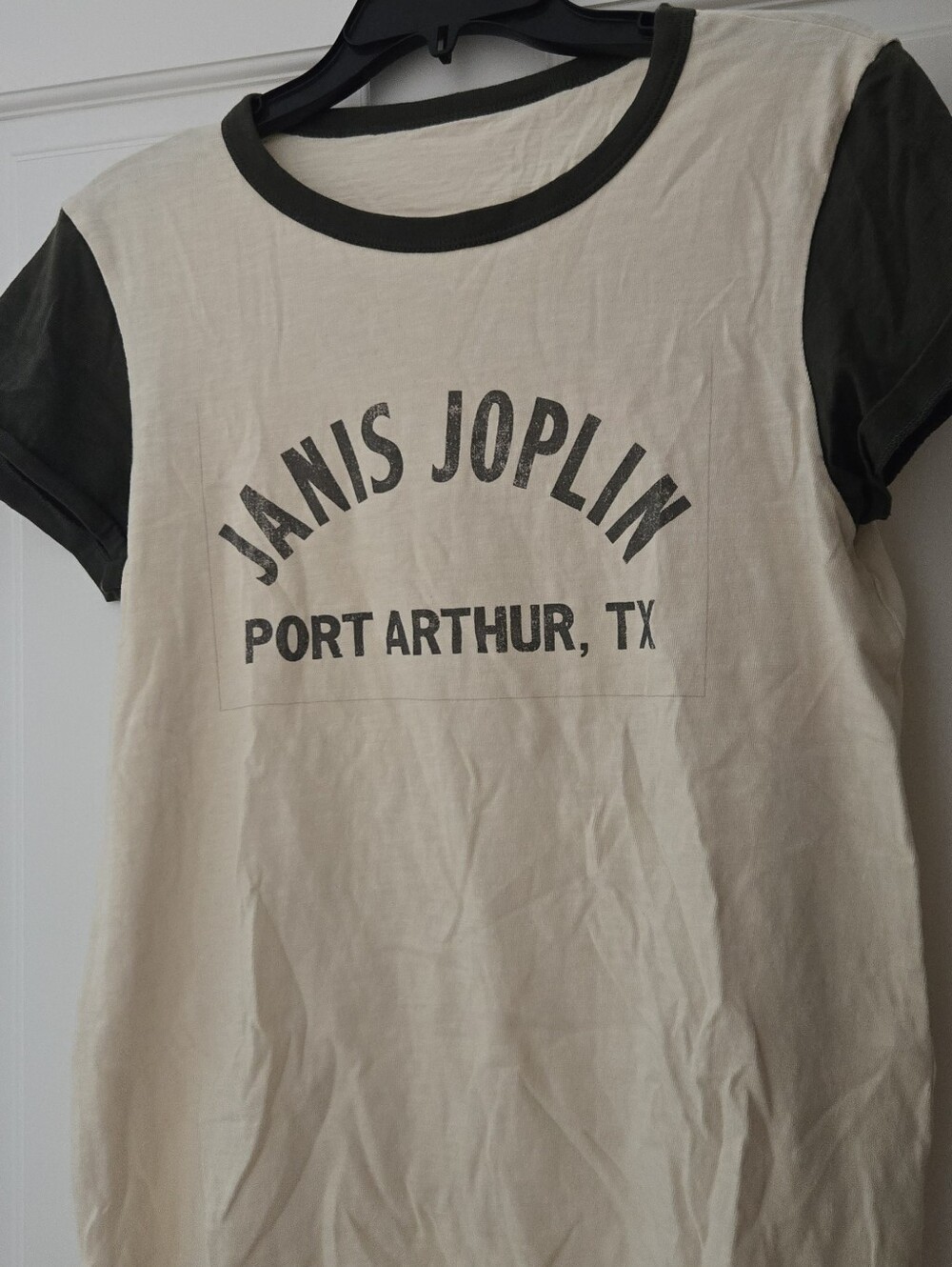 Janis Joplin Port Arthur By Midnight Rider Ringer Tee  M NEW